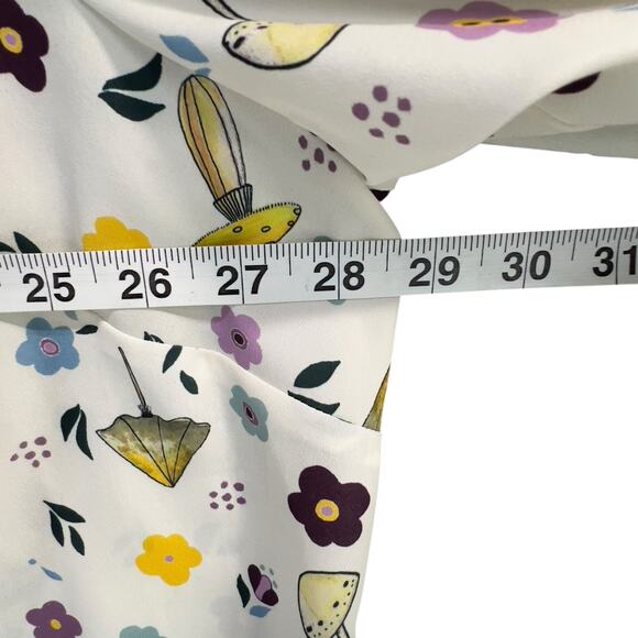 Eloquii Blouse Size 26 White Multicolor Mushroom Flower Button Up Whimsical Top - Picture 6 of 11